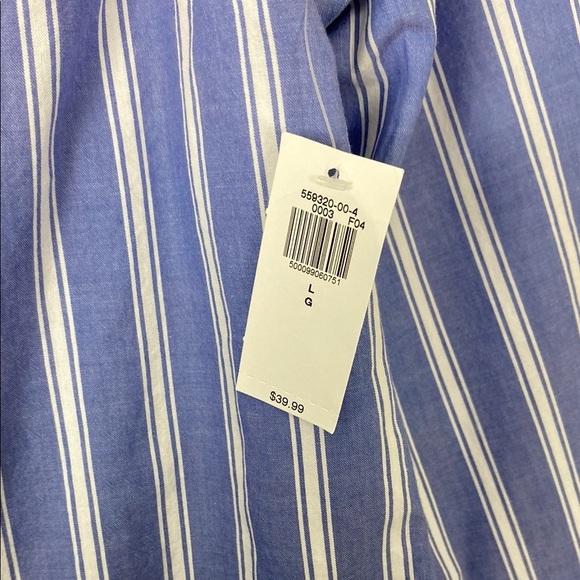 NEW Old Navy The Classic Shirt Blue White Stripe Button Down Cotton Sz Large - Picture 3 of 9